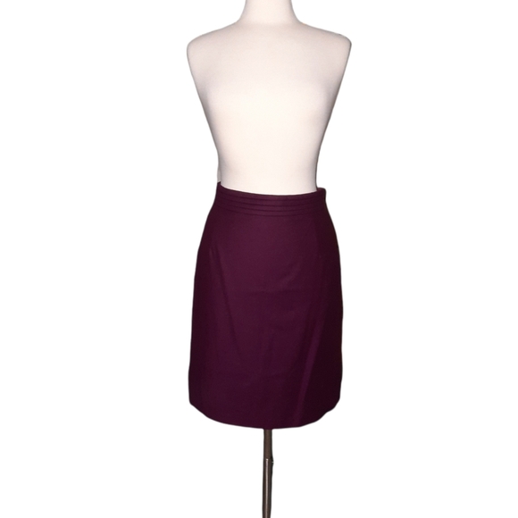 Vintage Wool Midi Skirt Size 4 Burgundy Maroon Luxury Substantial Teacher Formal - Picture 1 of 2